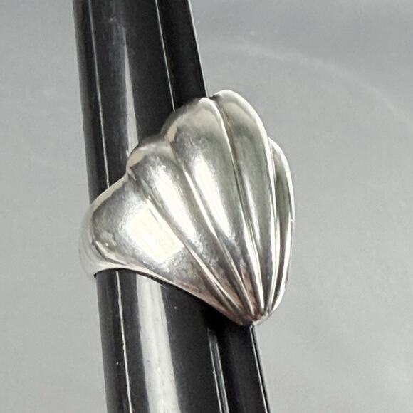 Vintage Taxco Mexico 925 Sterling Silver Ribbed Dome Shell Ring Size 5 TV-47 - Picture 13 of 13